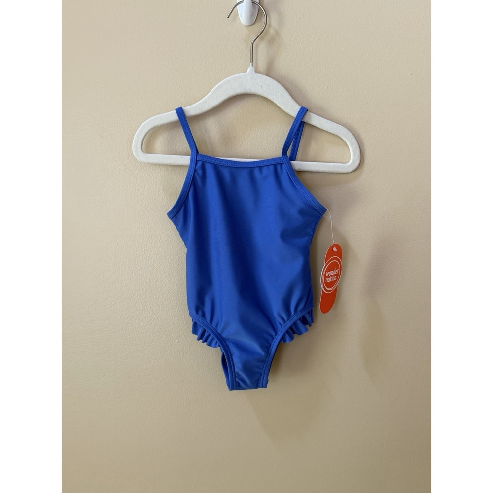 NEW Wonder Nation Baby Girl One-Piece Rally Blue Swimsuit, Size 18M NWT
